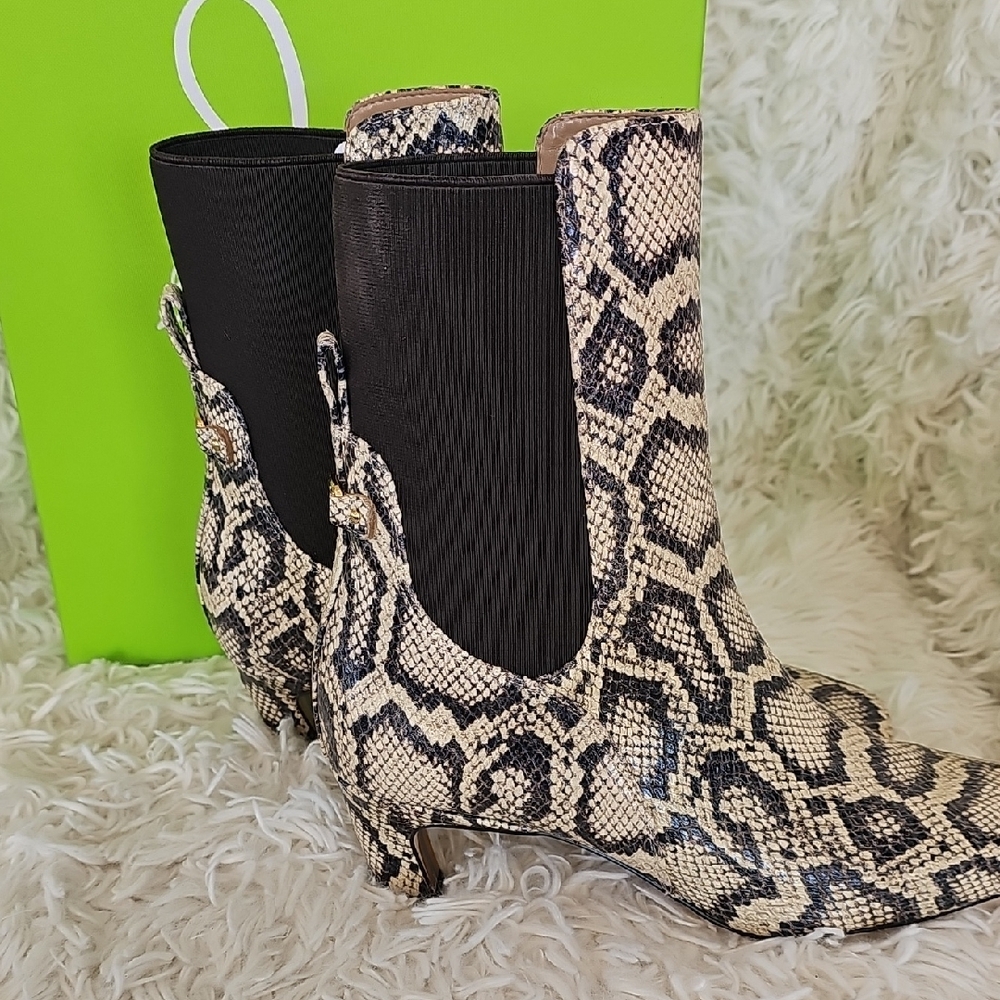 Sam Edelman Beige and Black Snake Print Booties - Picture 6 of 11